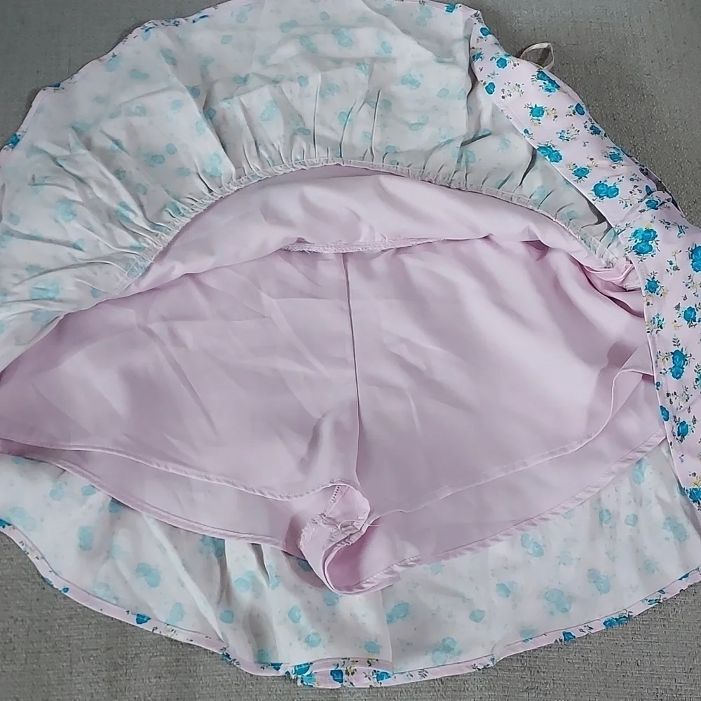 ZARA floral satin effect mini skort_9